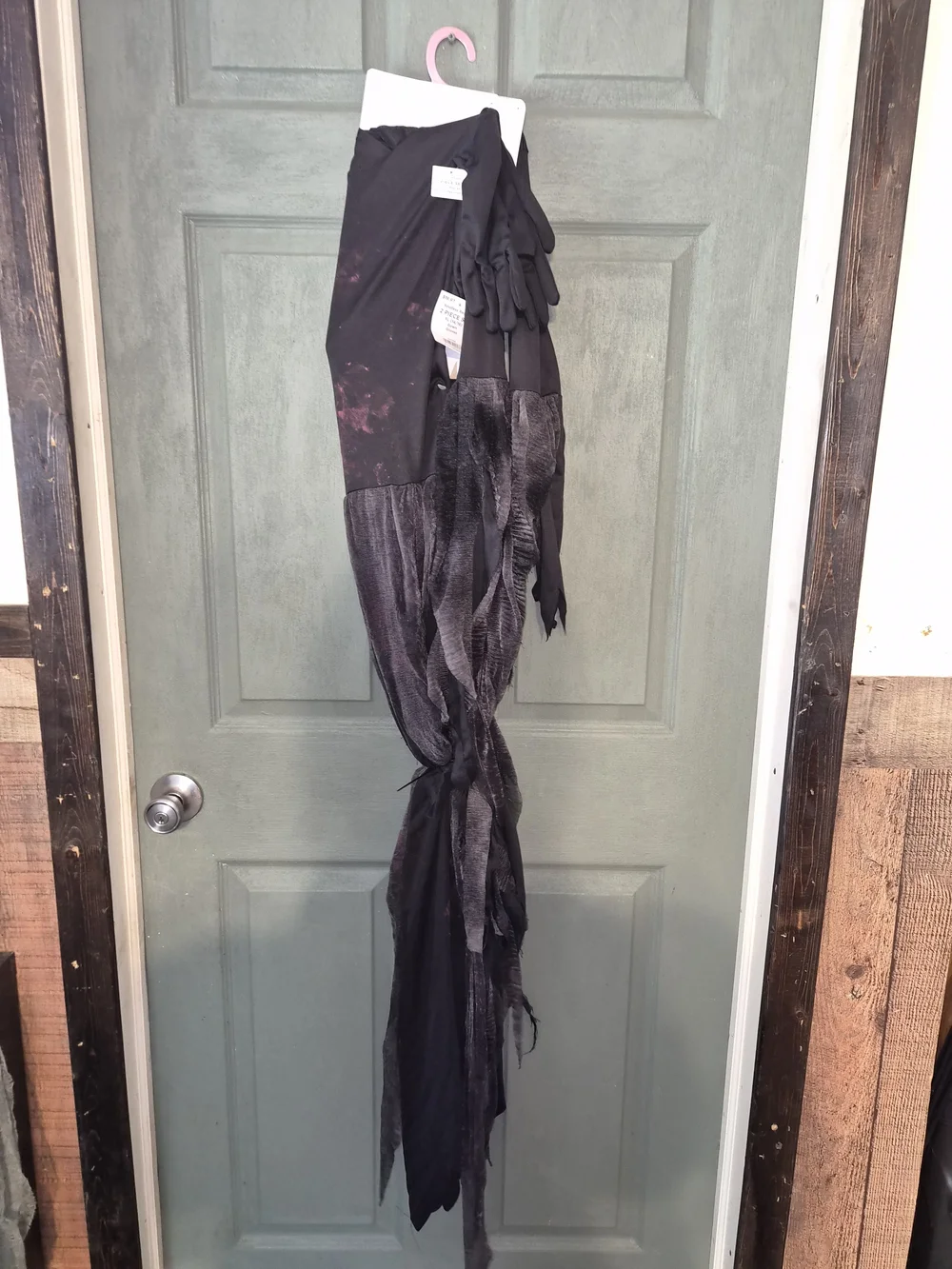 Girls Black Hooded Grim Reaper Costume with Tattered Sleeves